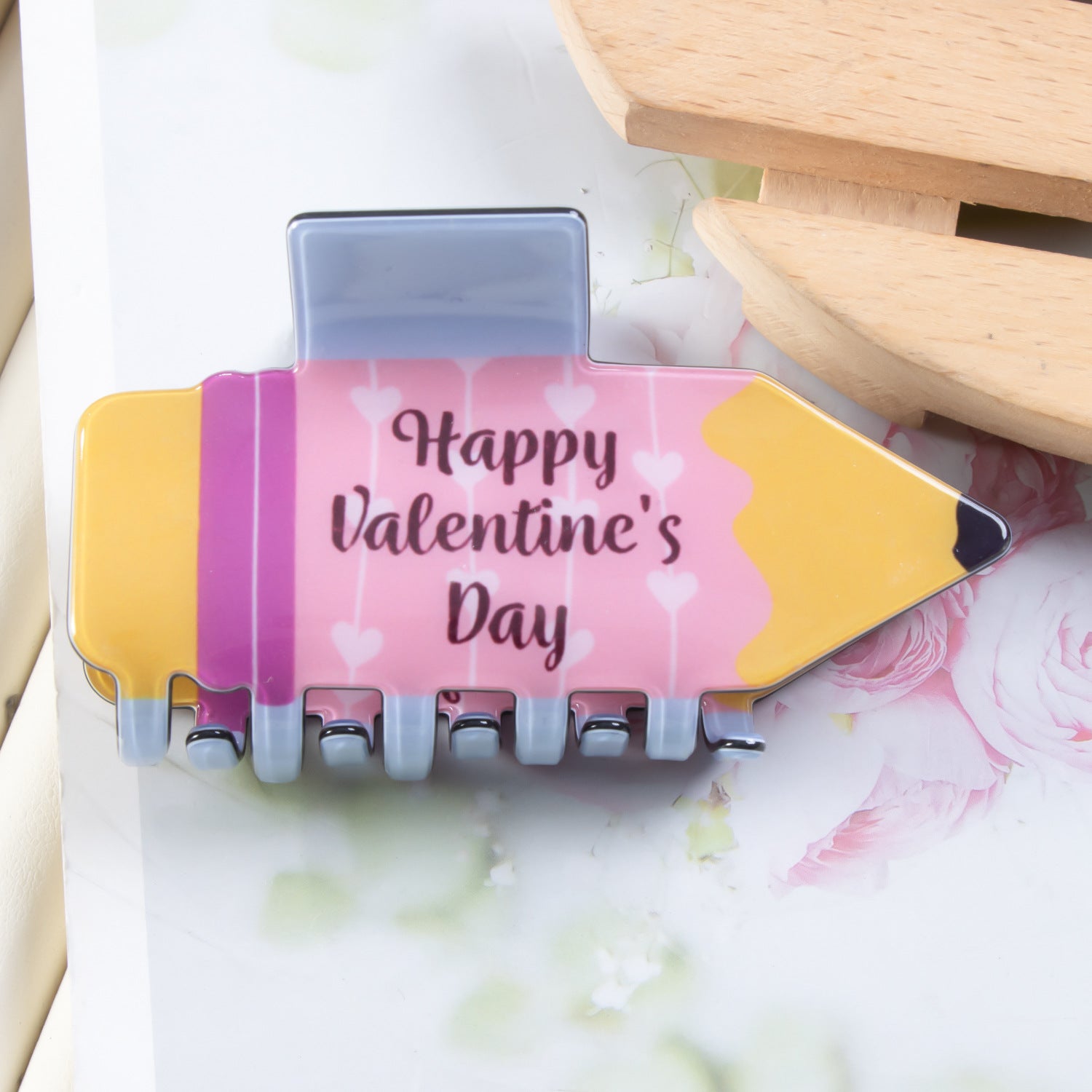 Wholesale Plaid Love Valentine's Day Pvc 8cm Hair Clip
